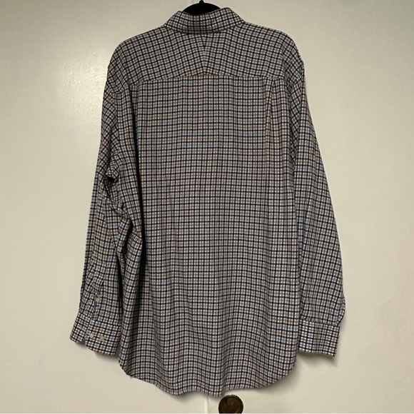 J. McLaughlin Mens Brown blue plaid check button down shirt size XL - Picture 8 of 8